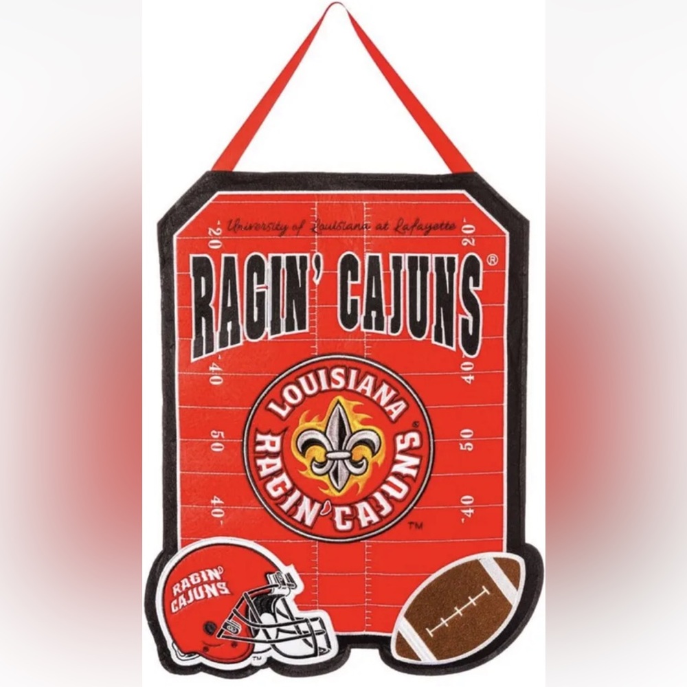 Team Sports America NCAA Ragin’ Cajuns Outdoor Safe Felt Door Decor  New
